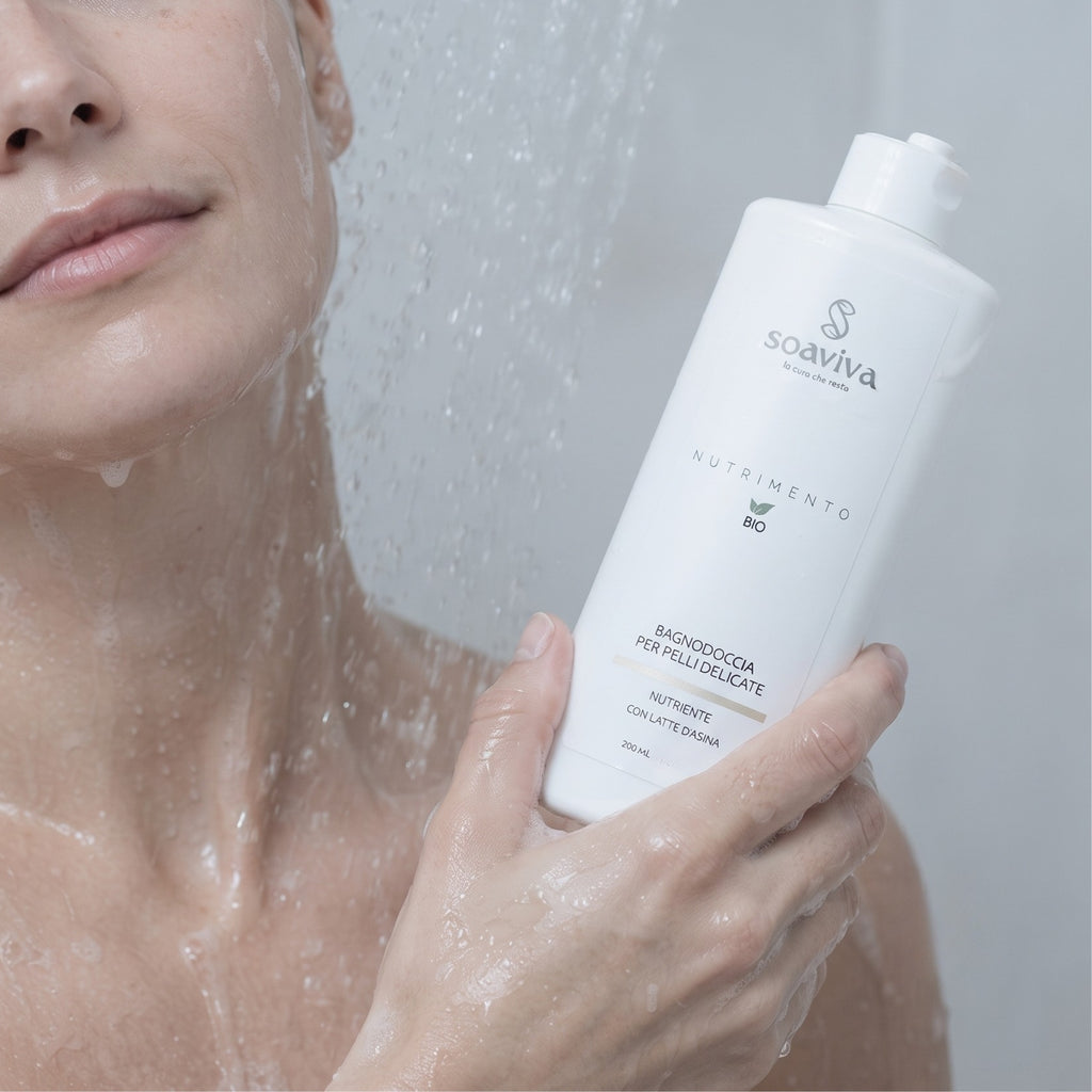 Soaviva Nutrimento Bagnodoccia Delicato Idratante Latte d'Asina 200 ml — applicazione