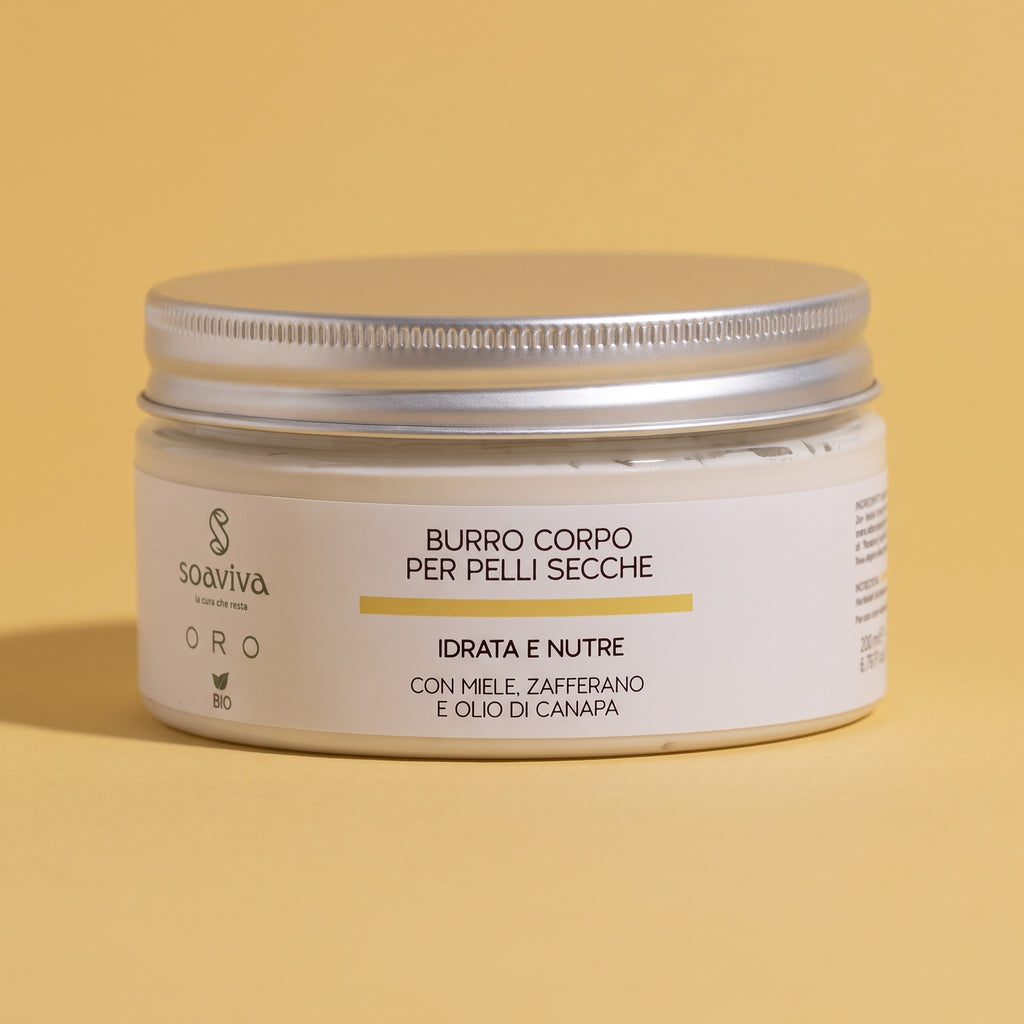 Soaviva Oro Burro Corpo Super Idratante Miele e Zafferano 200 ml — vasetto
