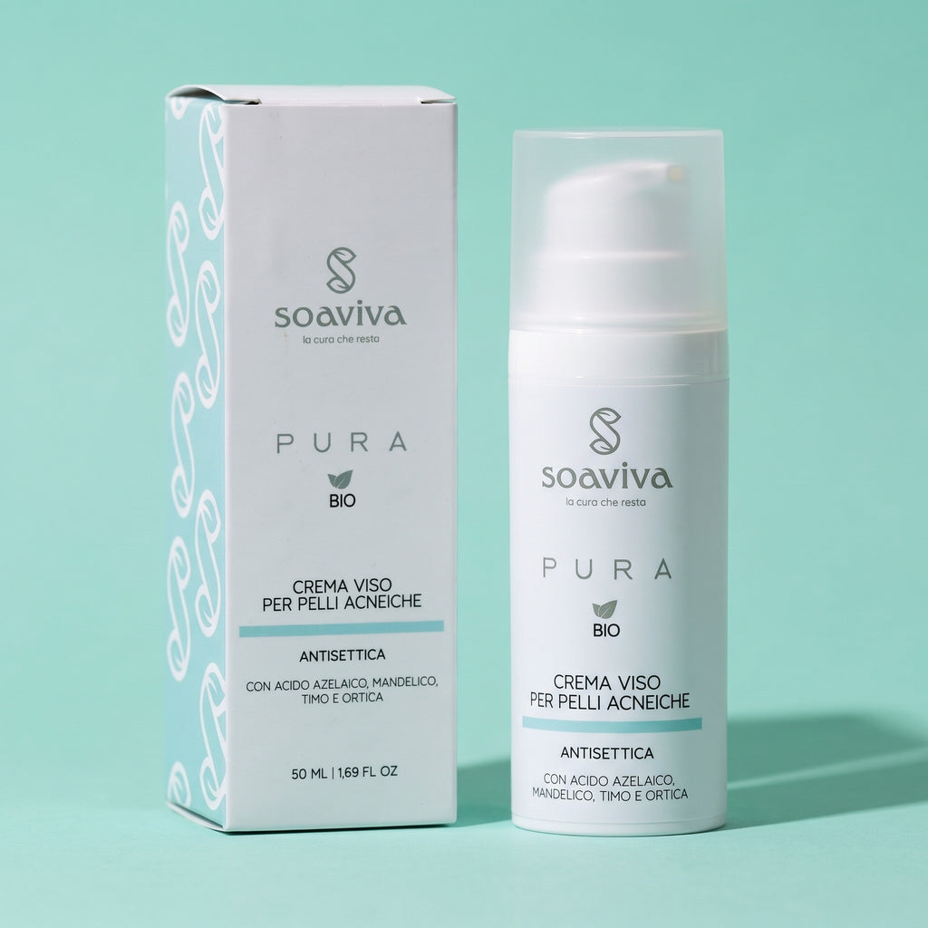 Soaviva Pura Crema Viso Antisettica Pelli Acneiche Bio 50 ml — confezione