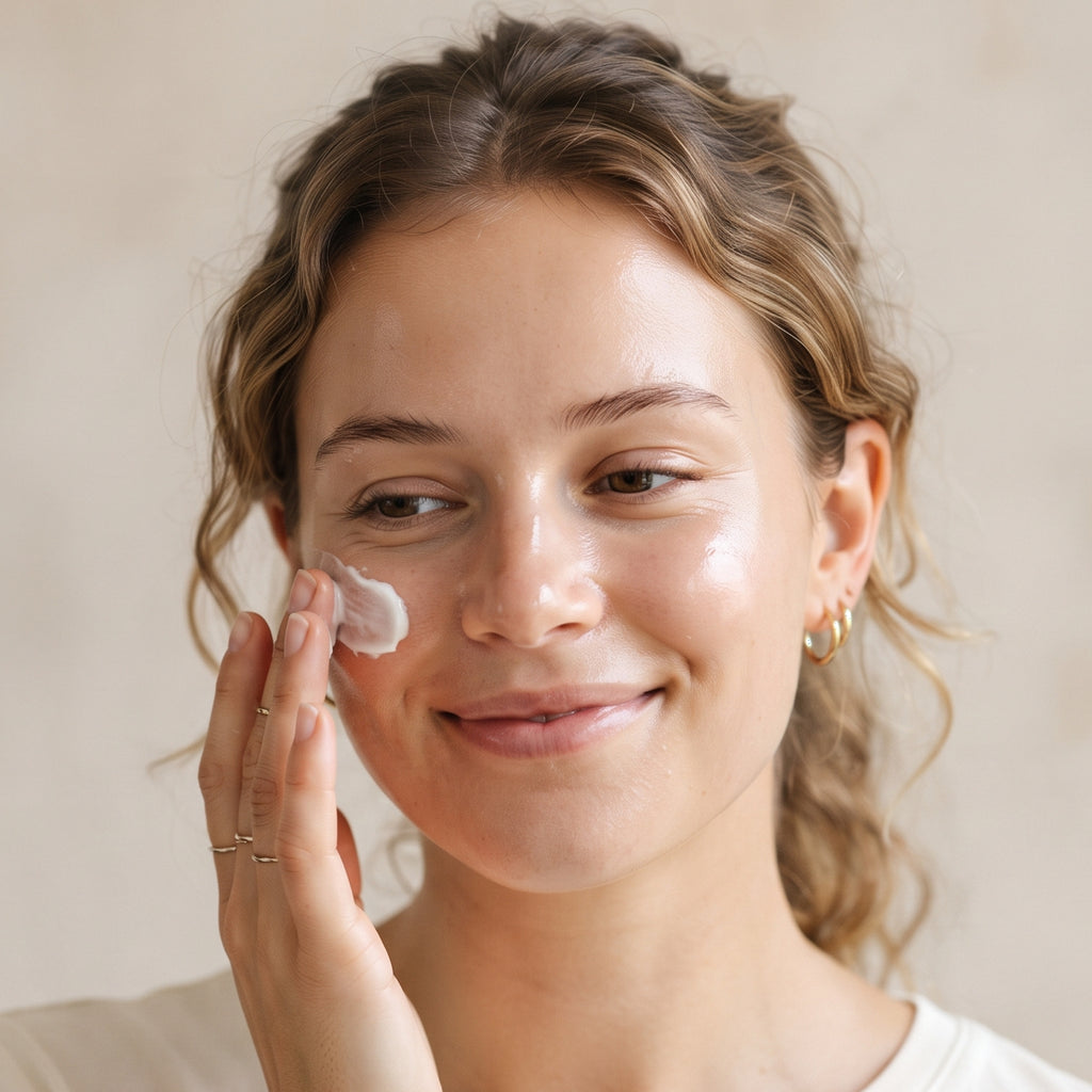 Applicazione della crema viso Soaviva Pura sul viso