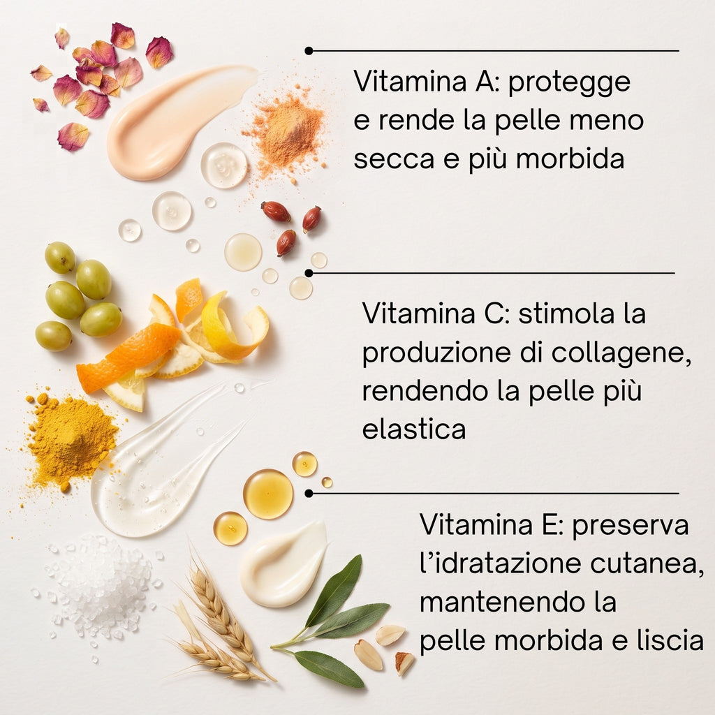 Ingredienti della crema viso Soaviva Pura: vitamine A, C ed E