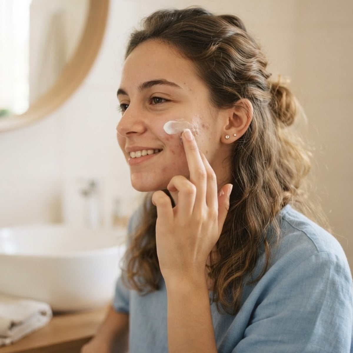 Applicazione — Soaviva Pura Crema Viso Antisettica Pelli Acneiche