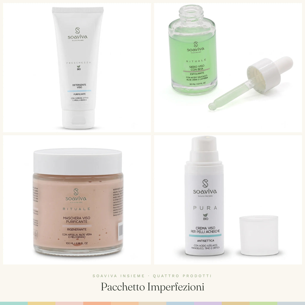 Pacchetto Imperfezioni: i quattro prodotti del kit Soaviva Insieme
