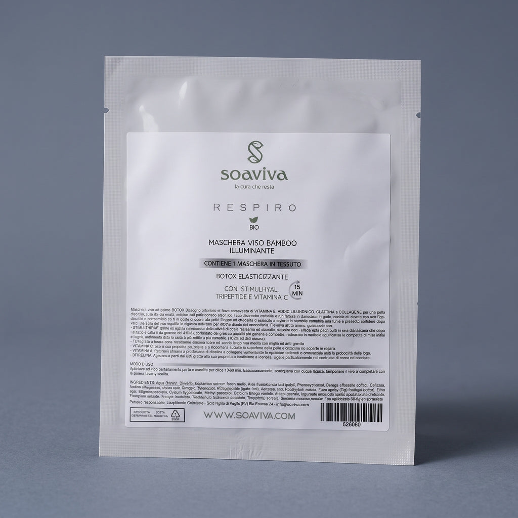 Soaviva Respiro Maschera Viso Bamboo Botox Elasticizzante Monodose 25 ml