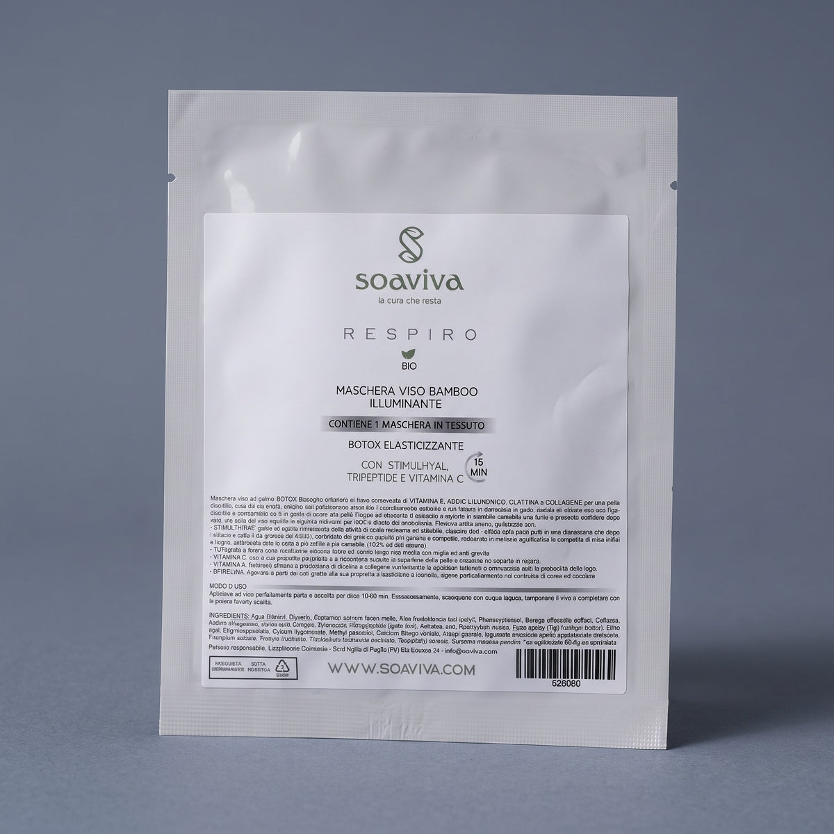Soaviva Respiro Maschera Viso Bamboo Botox Elasticizzante Monodose 25 ml
