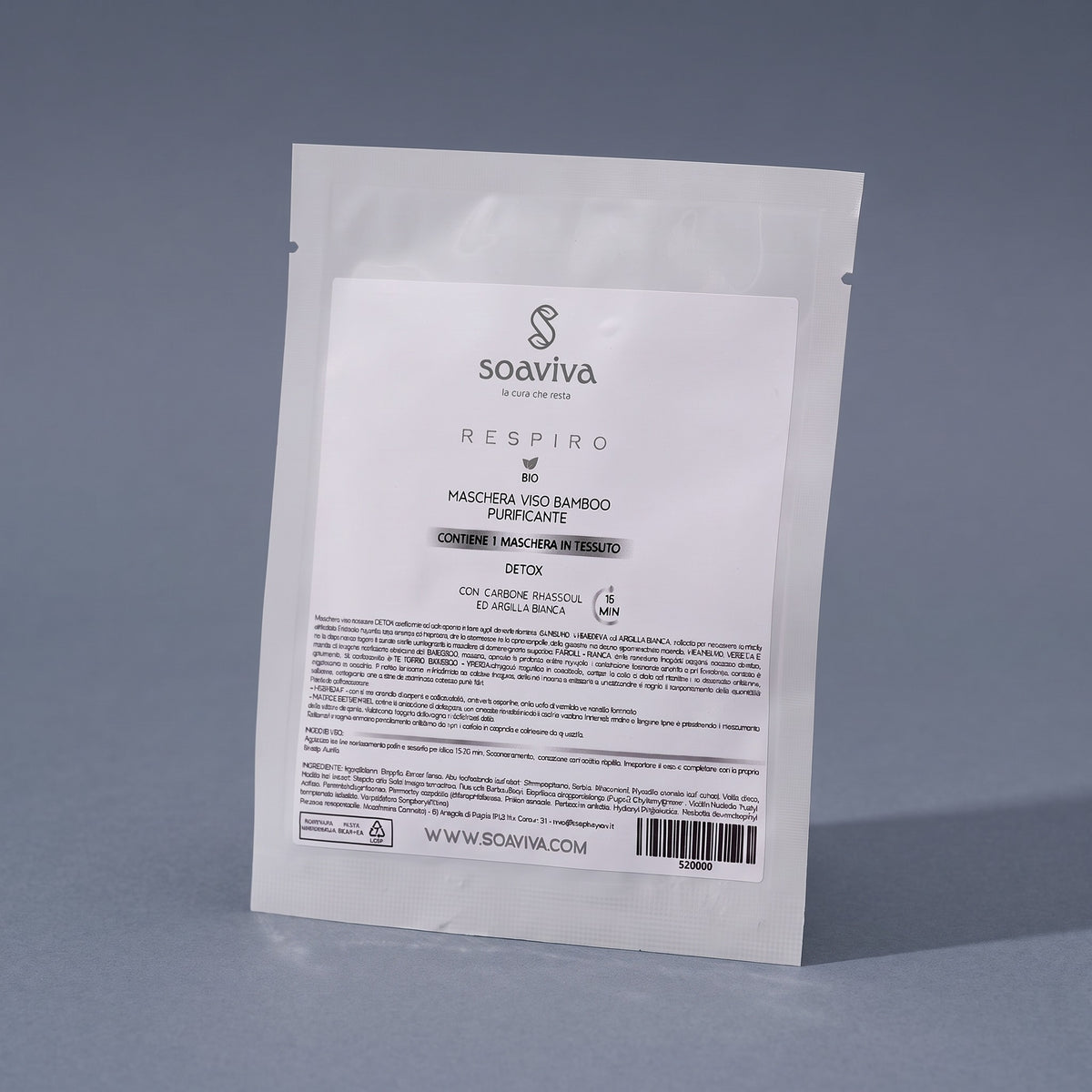 Soaviva Respiro Maschera Viso Bamboo Detox Purificante Monodose 25 ml