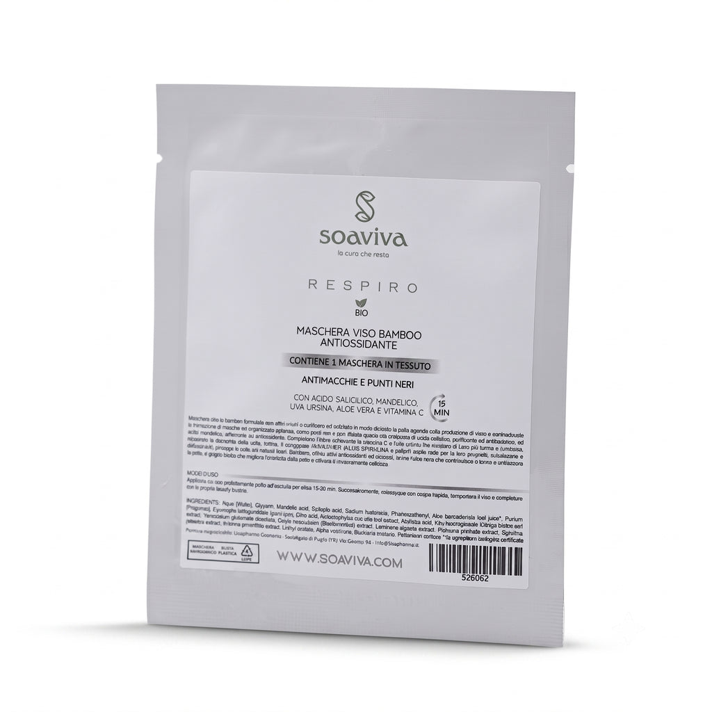 Soaviva Respiro Maschera Viso Bamboo Detox Antimacchia Monodose 25 ml