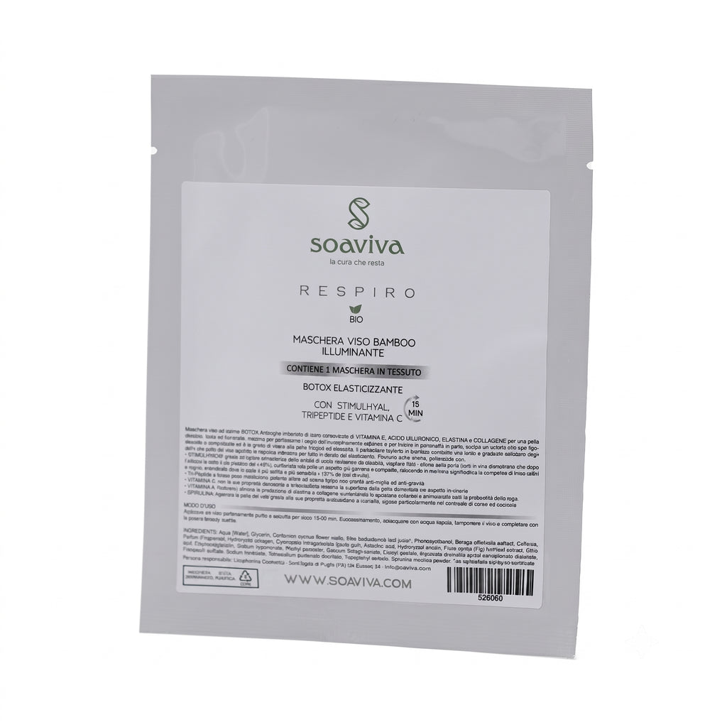 Soaviva Respiro Maschera Viso Bamboo Botox Elasticizzante Monodose 25 ml