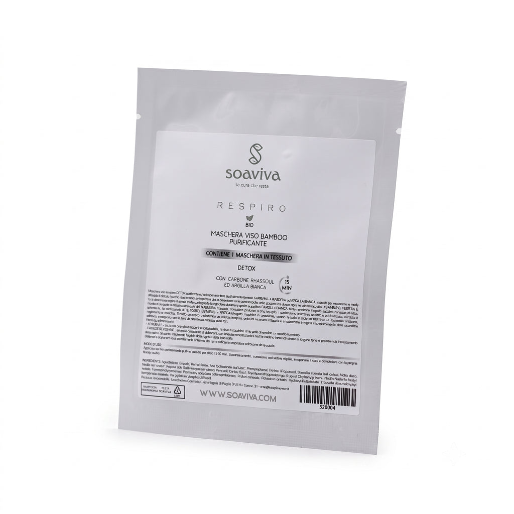 Soaviva Respiro Maschera Viso Bamboo Detox Purificante Monodose 25 ml