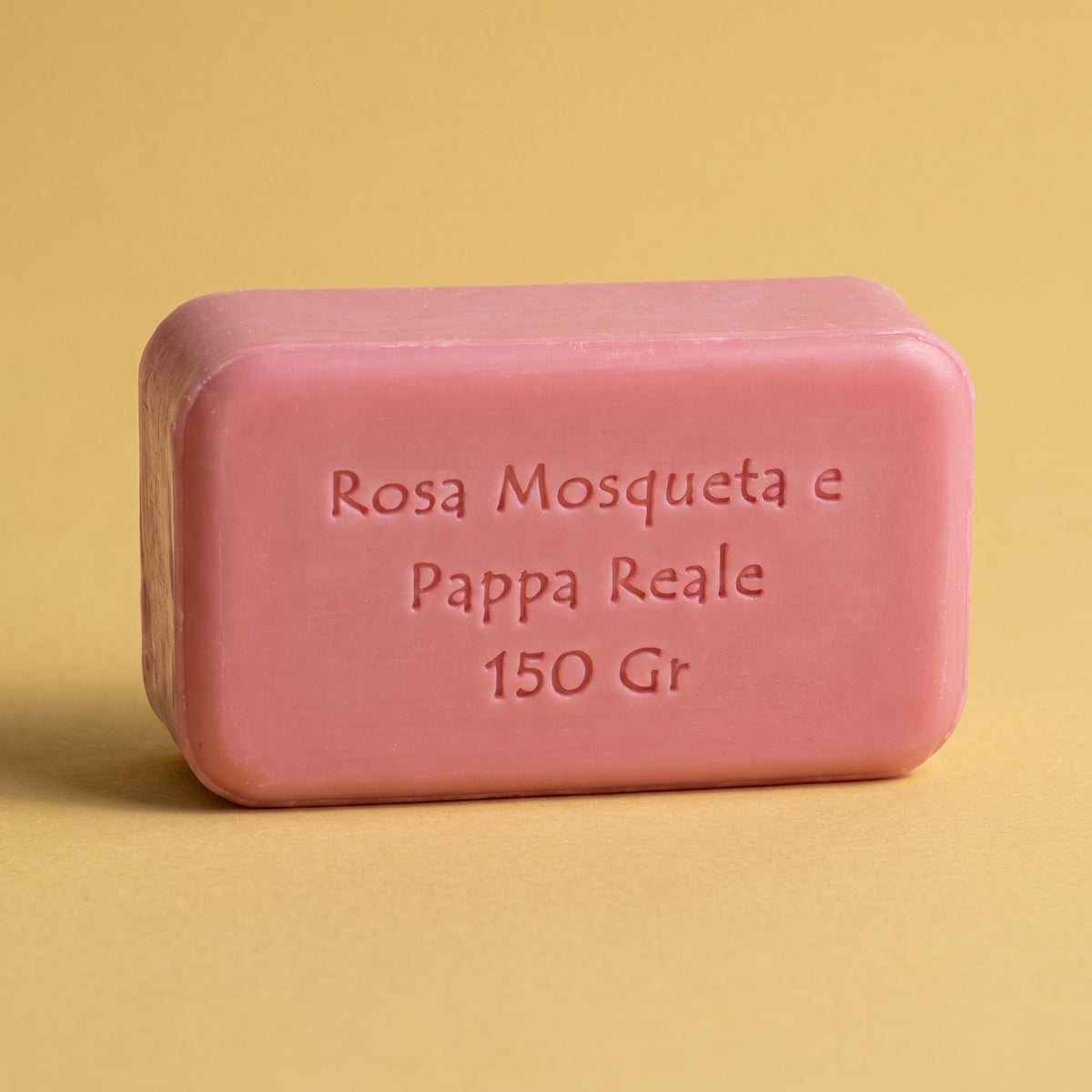 Sapone solido Soaviva rosa mosqueta e pappa reale da 150 g, panetto rosa