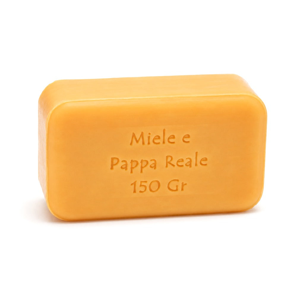 Sapone solido Soaviva miele e pappa reale da 150 g, panetto ambrato
