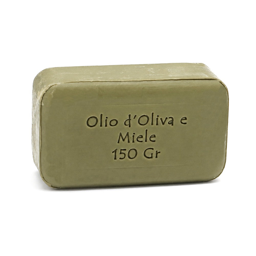 Sapone solido Soaviva olio d'oliva e miele da 150 g, panetto verde oliva