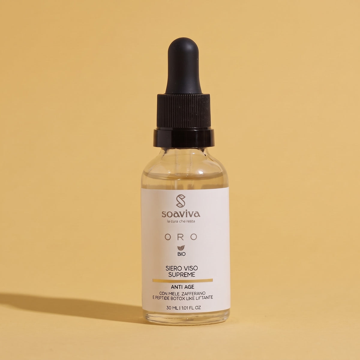 Soaviva Oro Siero Viso Supremo Anti Age Miele Zafferano 30 ml — flacone con contagocce